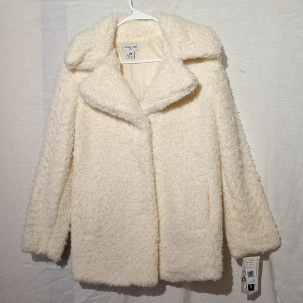 Cream Teddy Jacket, Faux Fur, Oversized Celebrity Pink Sz 4, NWT